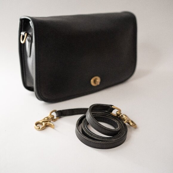 Vintage Coach Convertible Clutch - Black Leather Crossbody Made 1989 - Picture 3 of 16